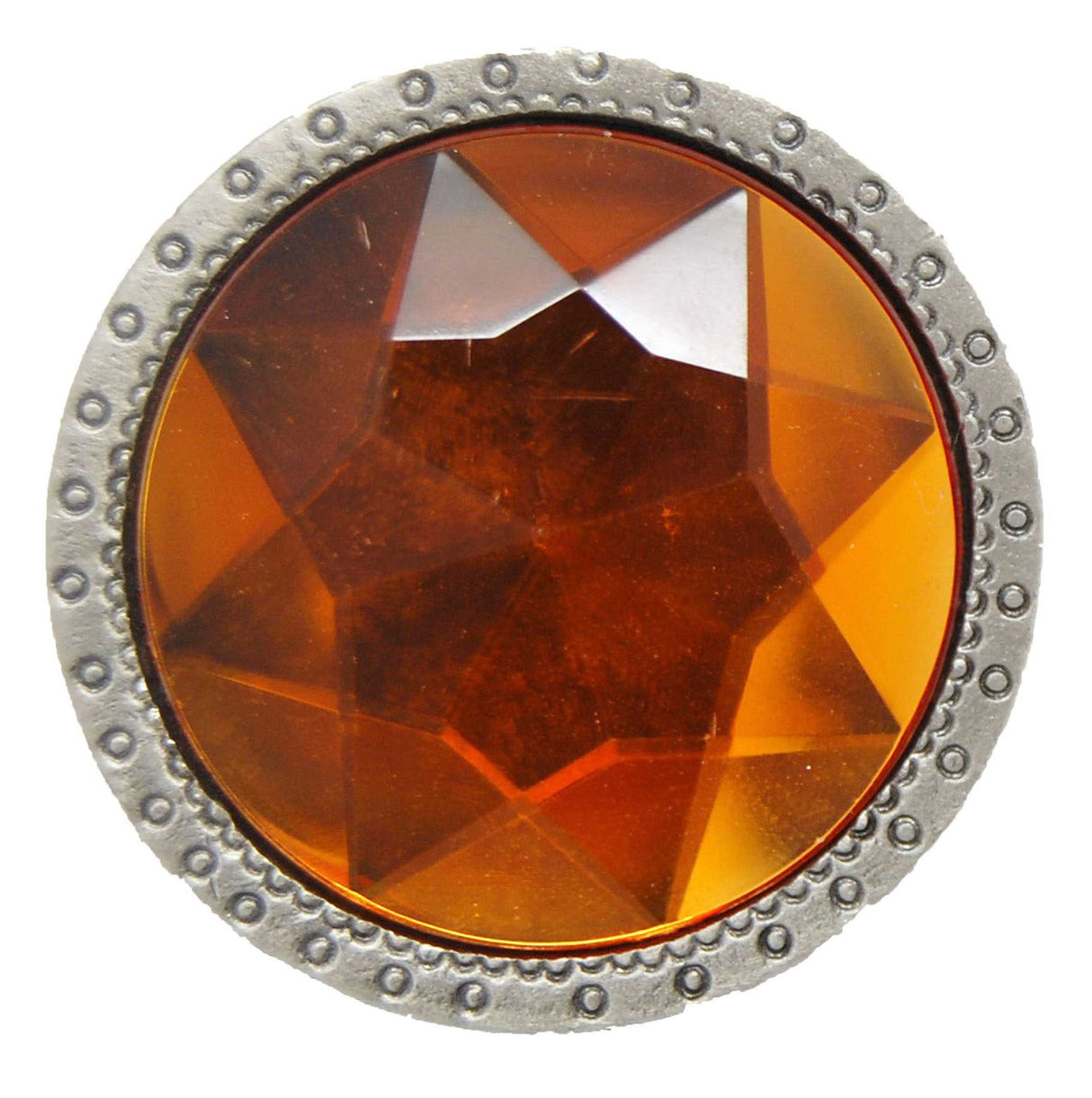 Amber & Nickel 1-1/2" Diameter Jewel Cabinet Knob from Carol Beach Knobs Gem Collection 1548