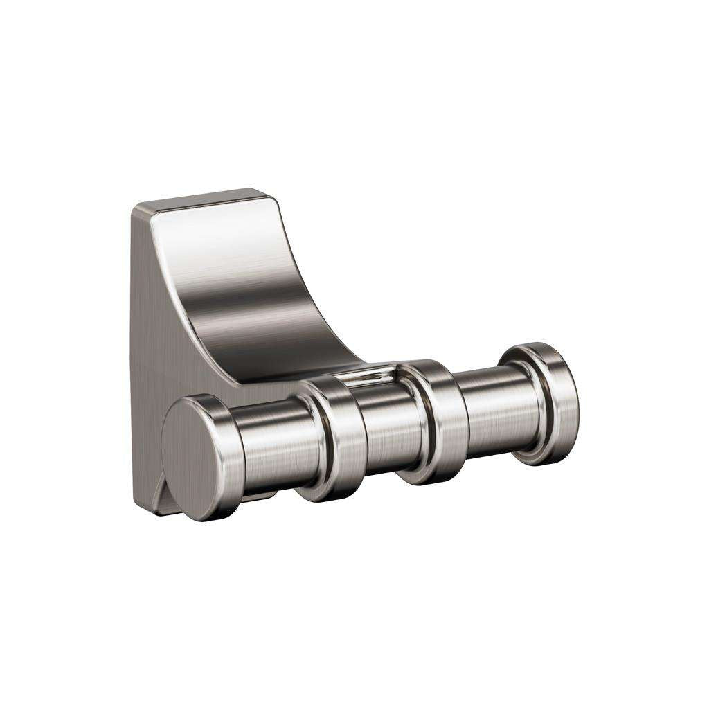 Main View of a Brushed Nickel Double Bathroom Hook from Amerock's Davenport Collection BH36050G10