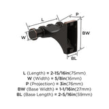 Oil Rubbed Bronze Double Bathroom Hook from Amerock's Davenport Collection BH36050ORB Specs