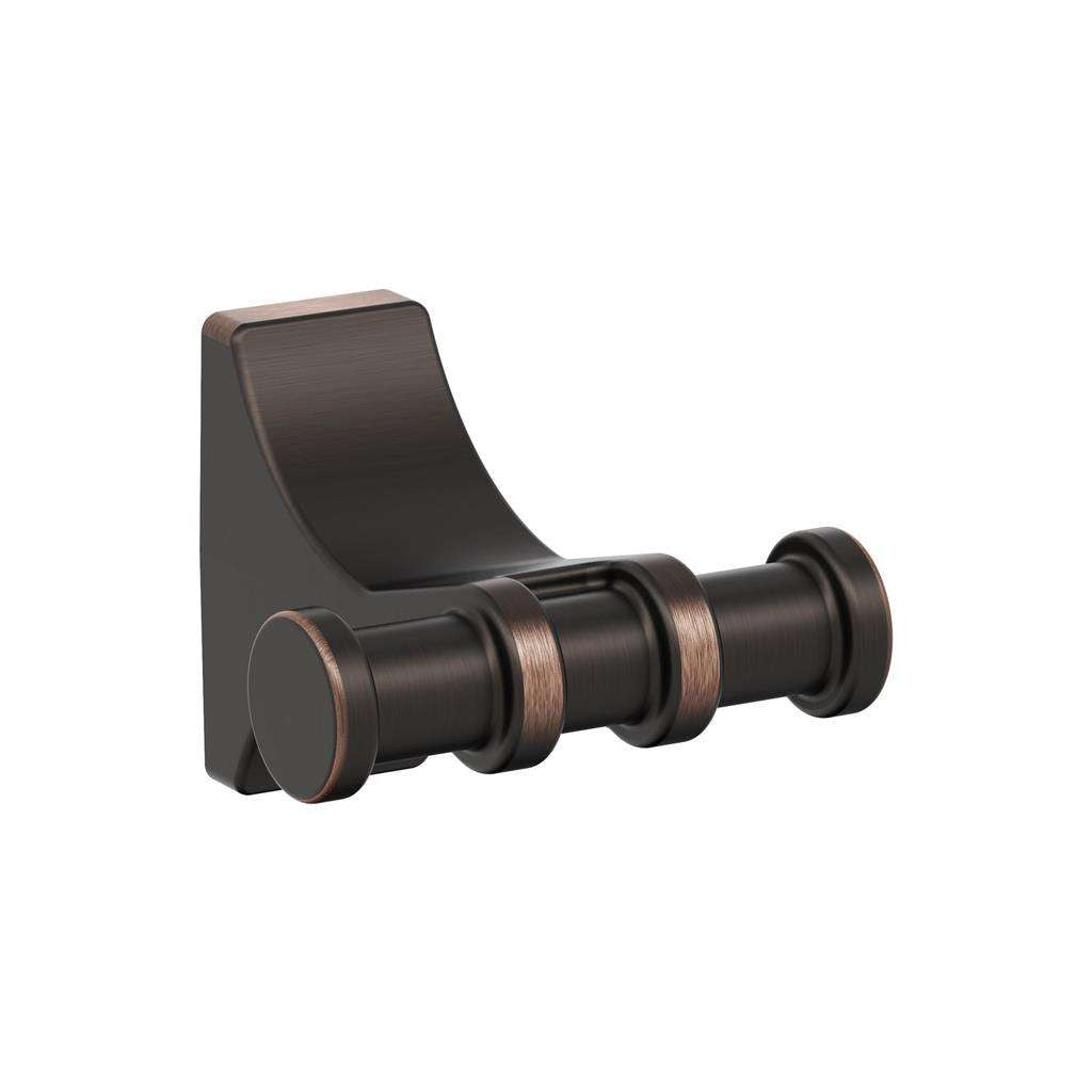 Main View of a Oil Rubbed Bronze Double Bathroom Hook from Amerock's Davenport Collection BH36050ORB