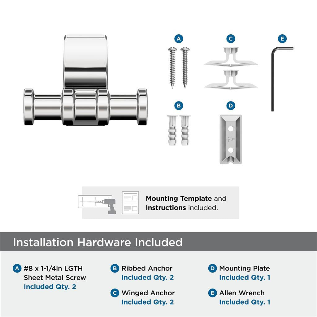 Polished Chrome Double Bathroom Hook from Amerock's Davenport Collection BH3605026 Hardware