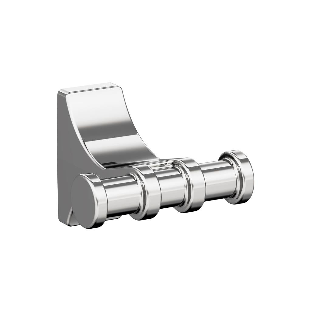 Main View of a Polished Chrome Double Bathroom Hook from Amerock's Davenport Collection BH3605026