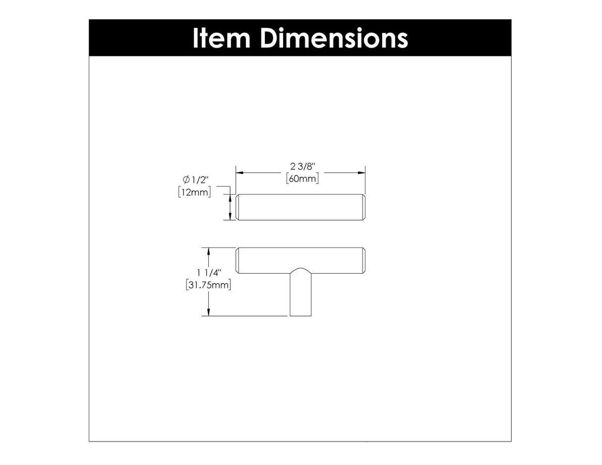 HICKORY 2-3/8" Knob Bar Cabinet Pull - Stainless Steel HH075591-SS