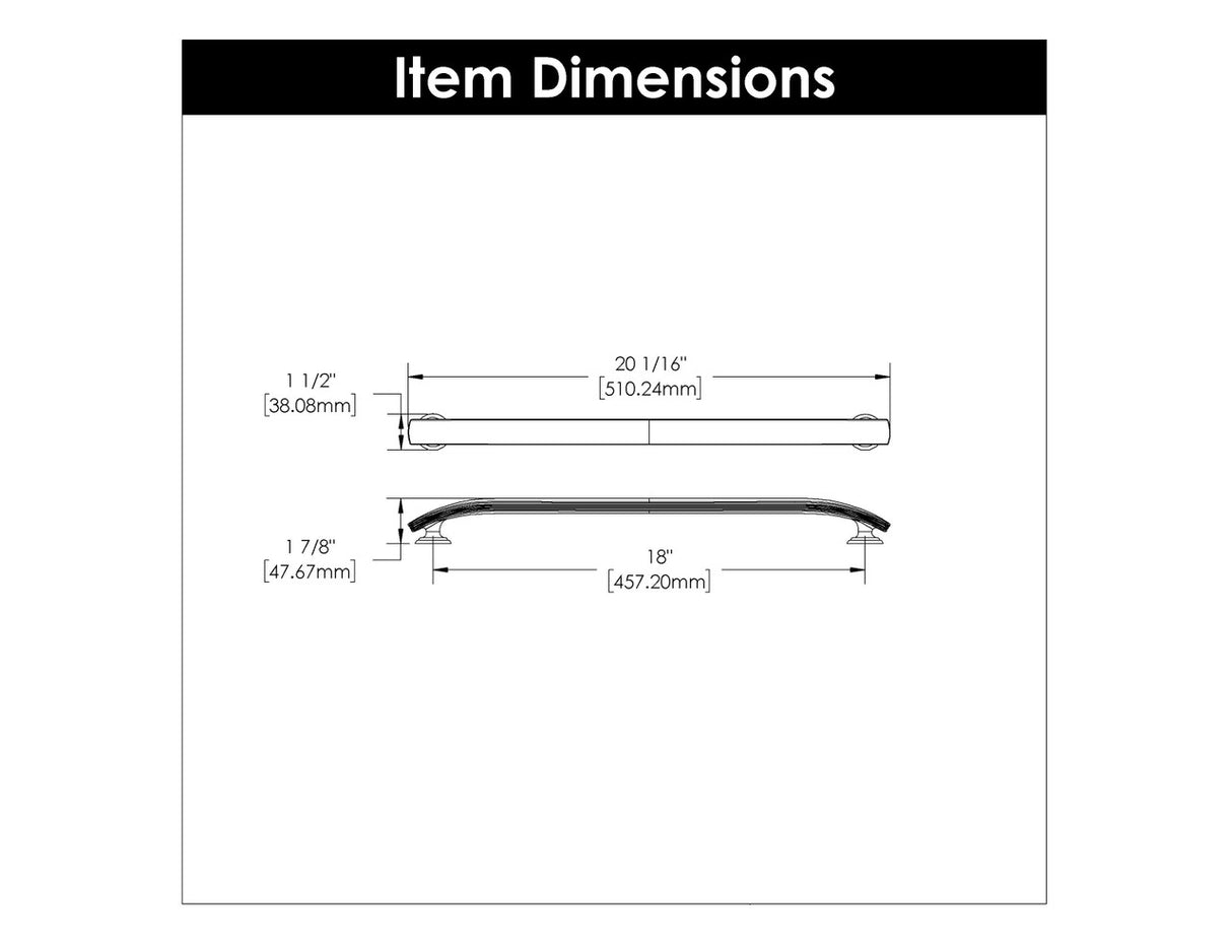 HICKORY American Diner Appliance 18" Center to Center Handle Cabinet Pull - Satin Nickel P2148-SN