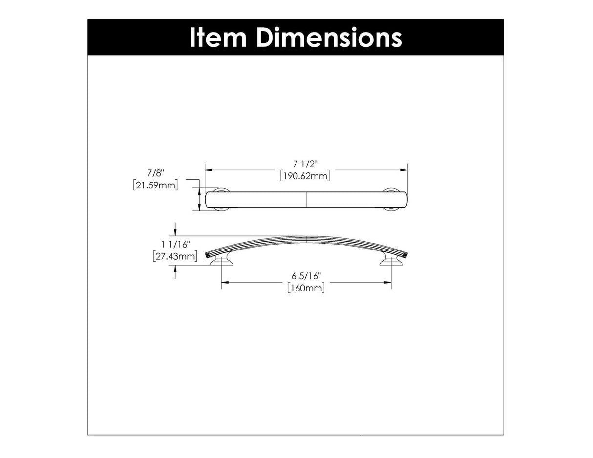 HICKORY American Diner 6-5/16" Center to Center Handle Cabinet Pull - Chrome P2156-CH