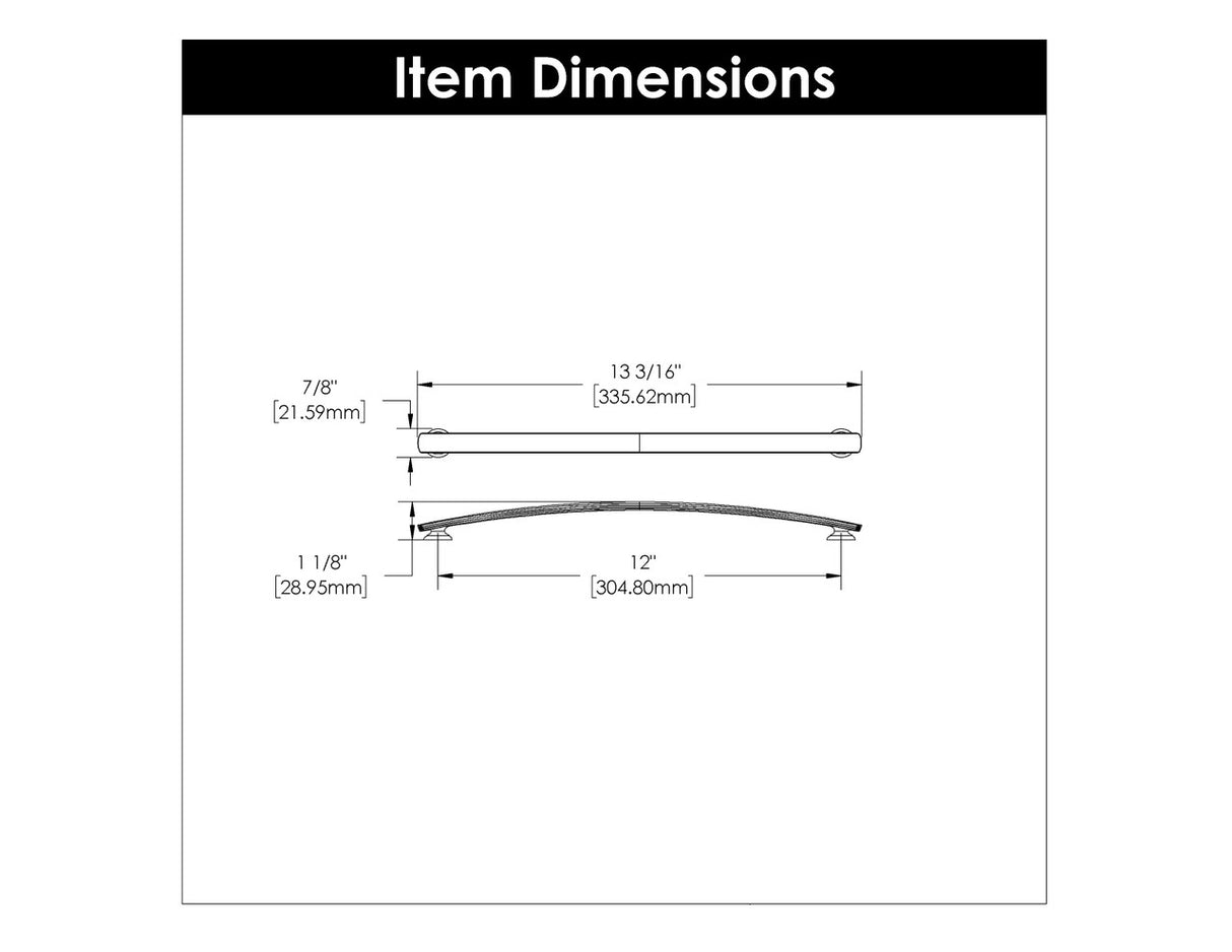 HICKORY American Diner 12" Center to Center Handle Cabinet Pull - Matte Black P2159-MB