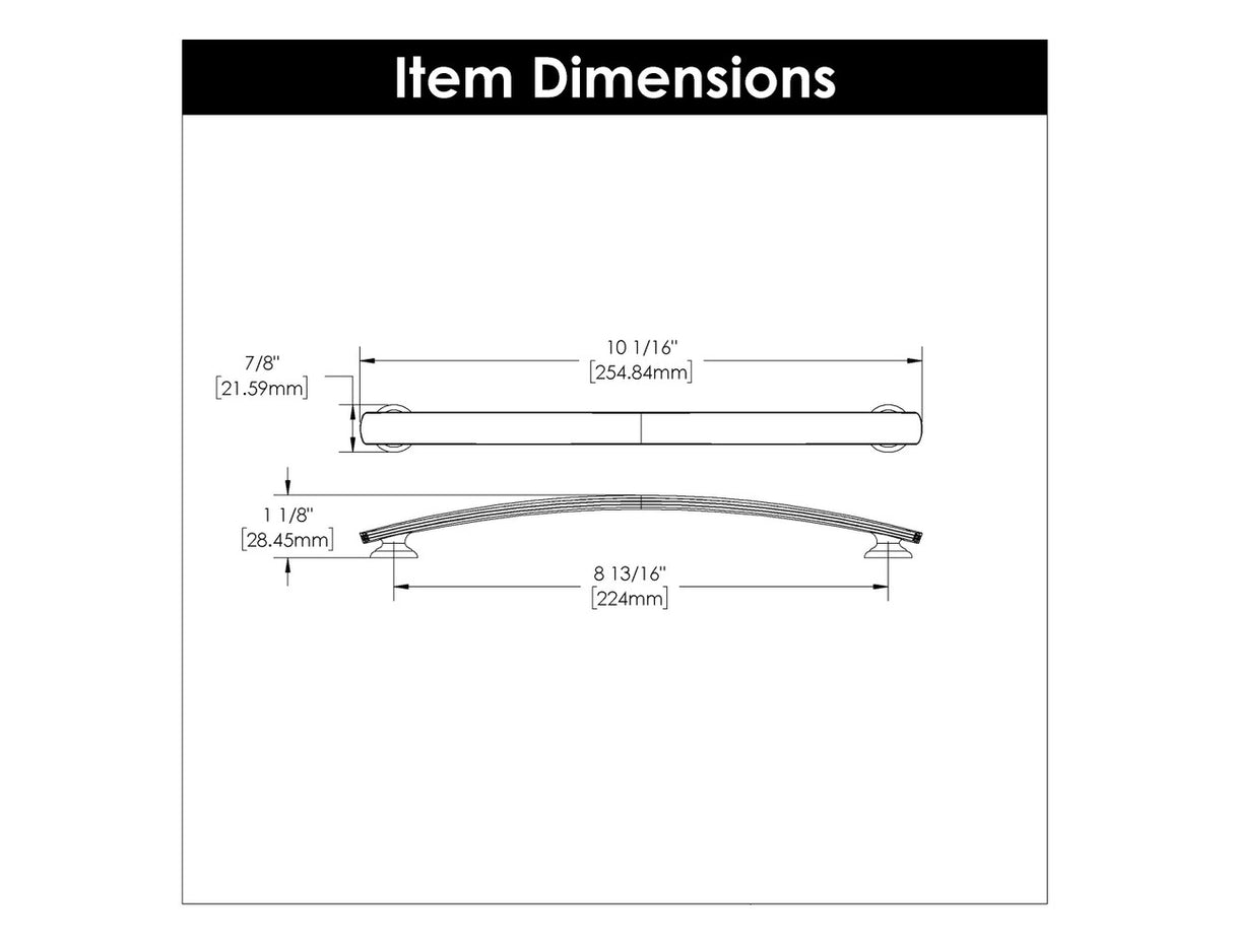 HICKORY American Diner 8-13/16" Center to Center Handle Cabinet Pull - Matte Black P2158-MB