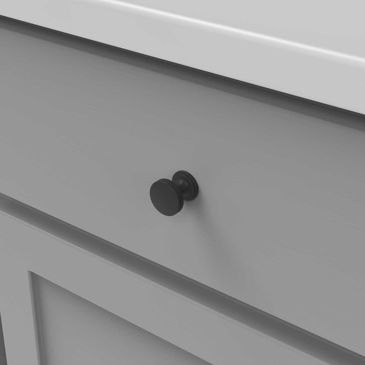 Drawer View of a Matte Black 1" Round Cabinet Knob from Hickory Hardware's American Diner Collection P2140MB