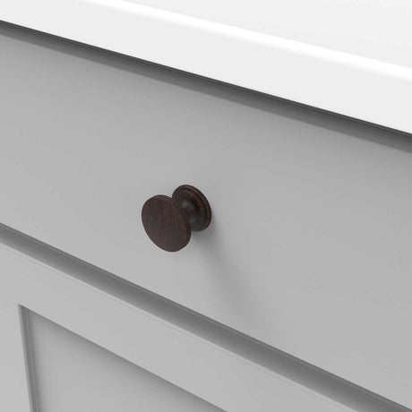 Drawer View of a Vintage Bronze 1-3/8" Round Cabinet Knob from Hickory Hardware's American Diner Collection P2142-VB