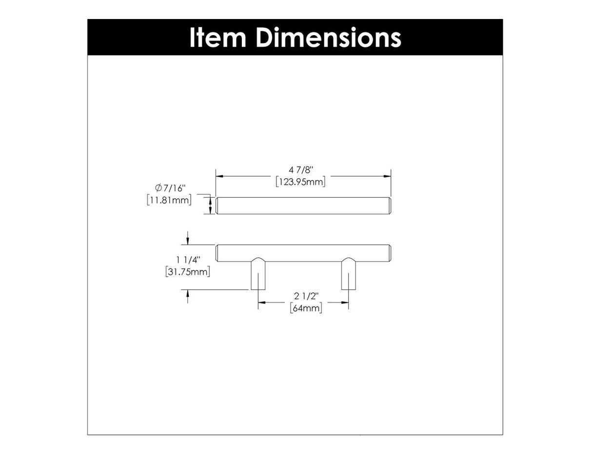 HICKORY Bar Pulls 2-1/2" Bar Cabinet Pull - Matte Black HH075592-MB
