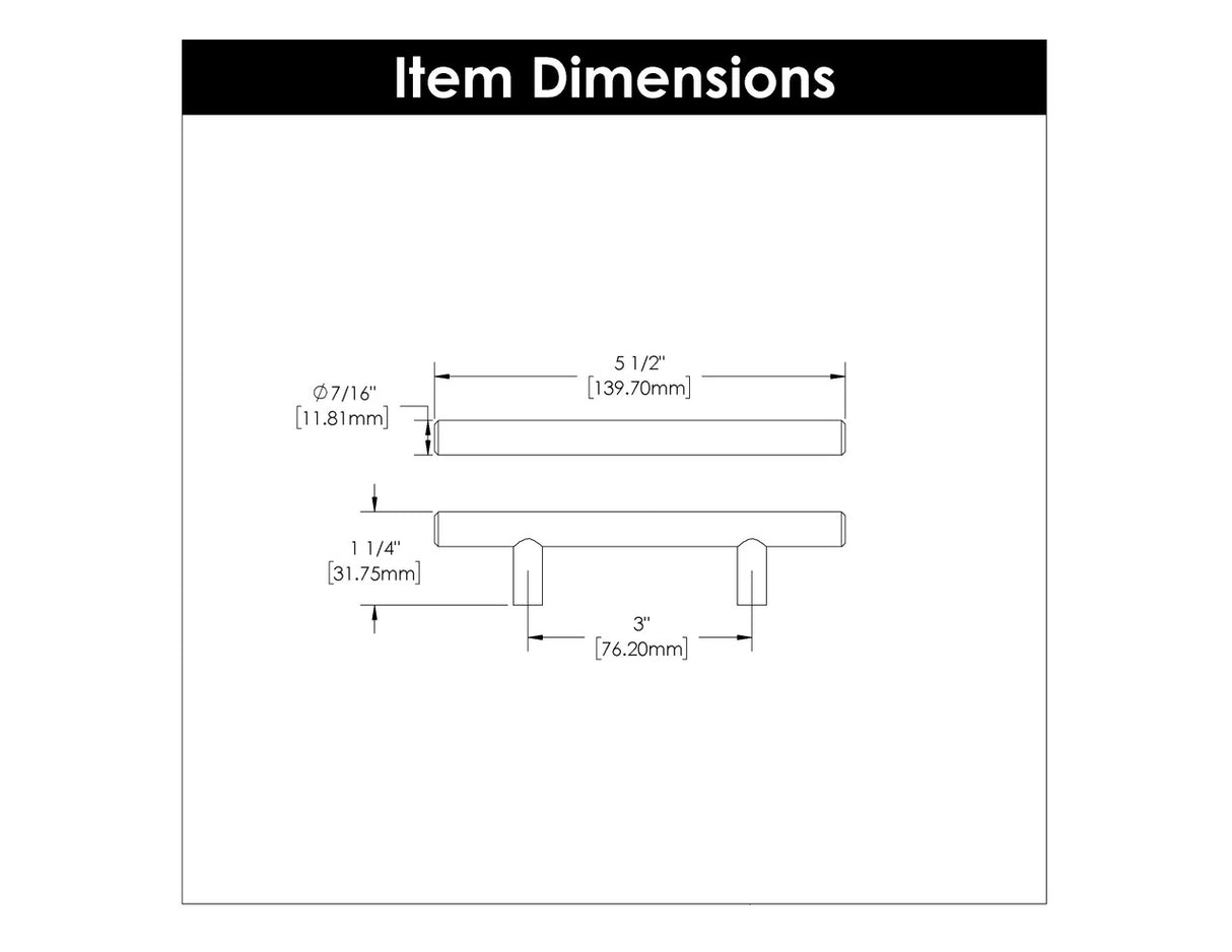 HICKORY Bar Pulls 3" Bar Cabinet Pull - Matte Black HH075593-MB
