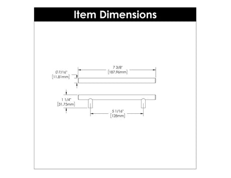 HICKORY Bar Pulls 5-1/16" Bar Cabinet Pull - Matte Black HH075595-MB