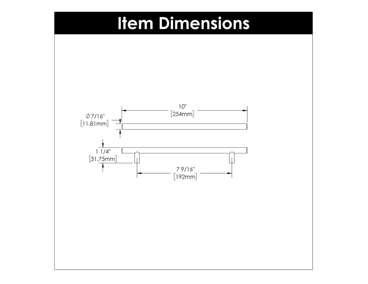 HICKORY Bar Pulls 7-9/16" Bar Cabinet Pull - Matte Black HH075597-MB