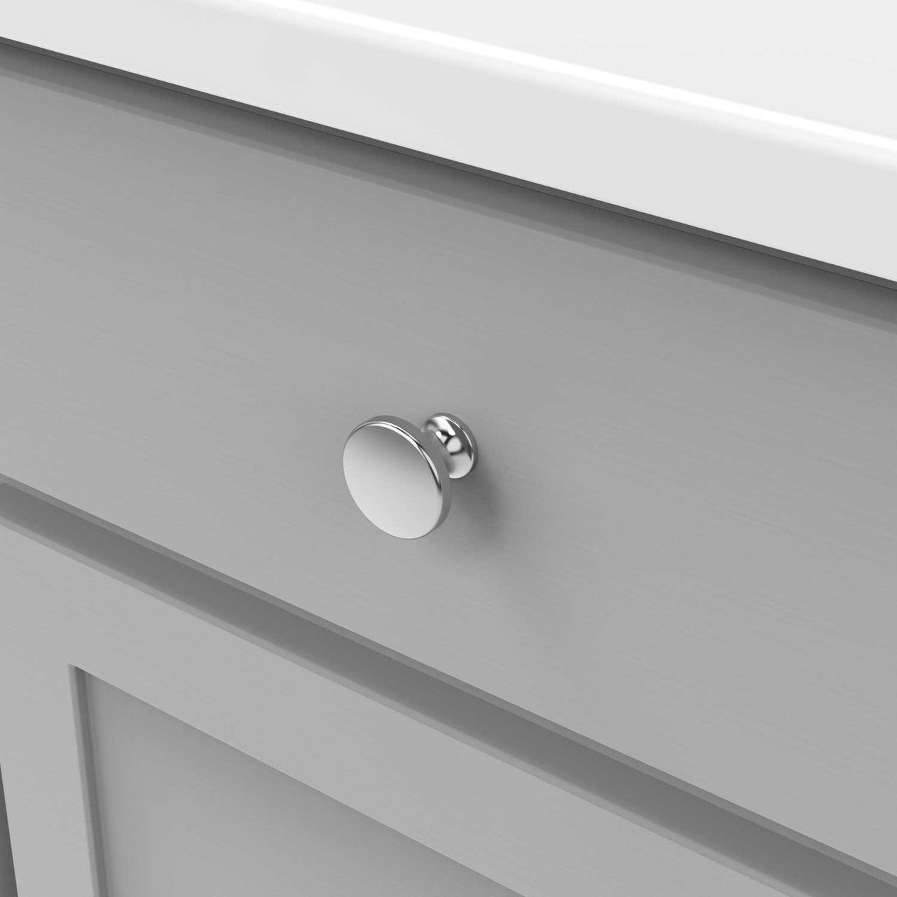 Drawer View of a Polished Chrome 1-3/8" Round Cabinet Knob from Hickory Hardware's Forge Collection H076698-CH