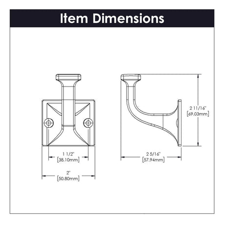 HICKORY Forge 2-3/4" Center to Center Wall Hook - Black Iron S077190-BI