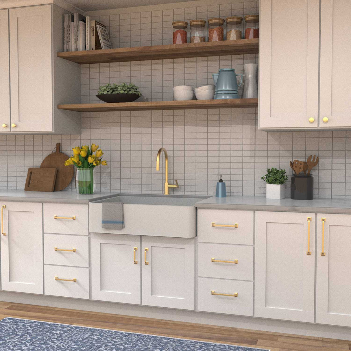 HICKORY Forge Kitchen Display Brushed Golden Brass