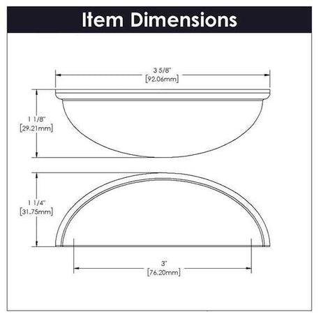 HICKORY Heritage Designs 3" Center to Center Cup Pull - Brushed Brass R077748BBX
