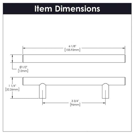 HICKORY Heritage Designs 3-3/4" Center to Center Hollow Bar Cabinet Pull - Satin Nickel R078428SNX