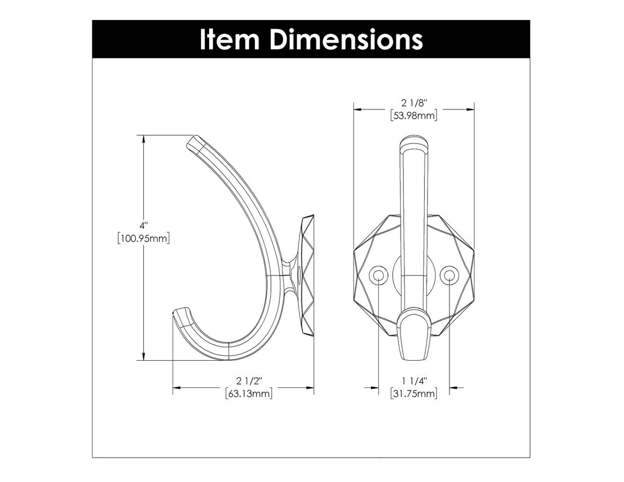 HICKORY Karat 1-1/4" Center to Center Wall Hook - Polished Chrome H077848-CH