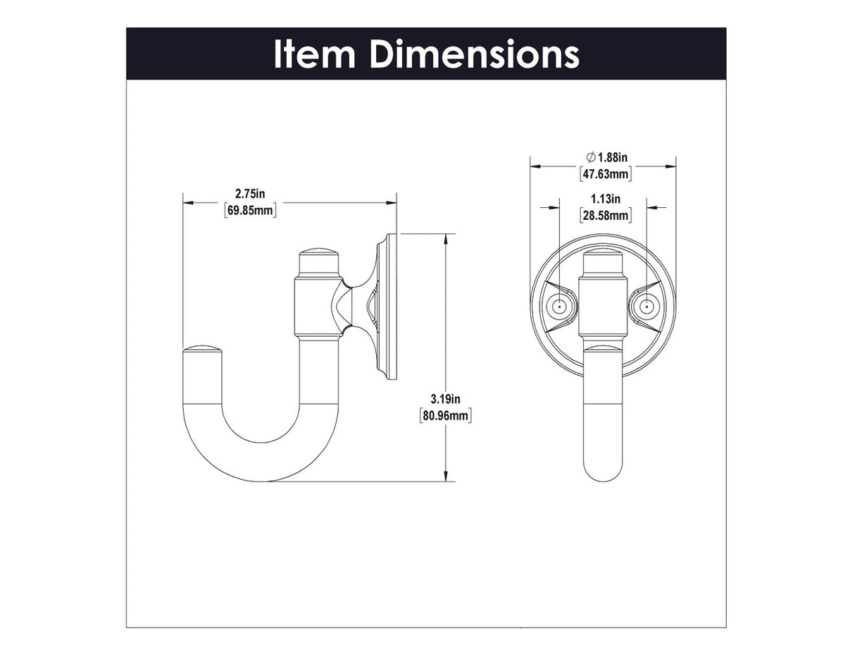 HICKORY Piper 1-1/8" Center to Center Wall Hook - Matte Black H077859-MB