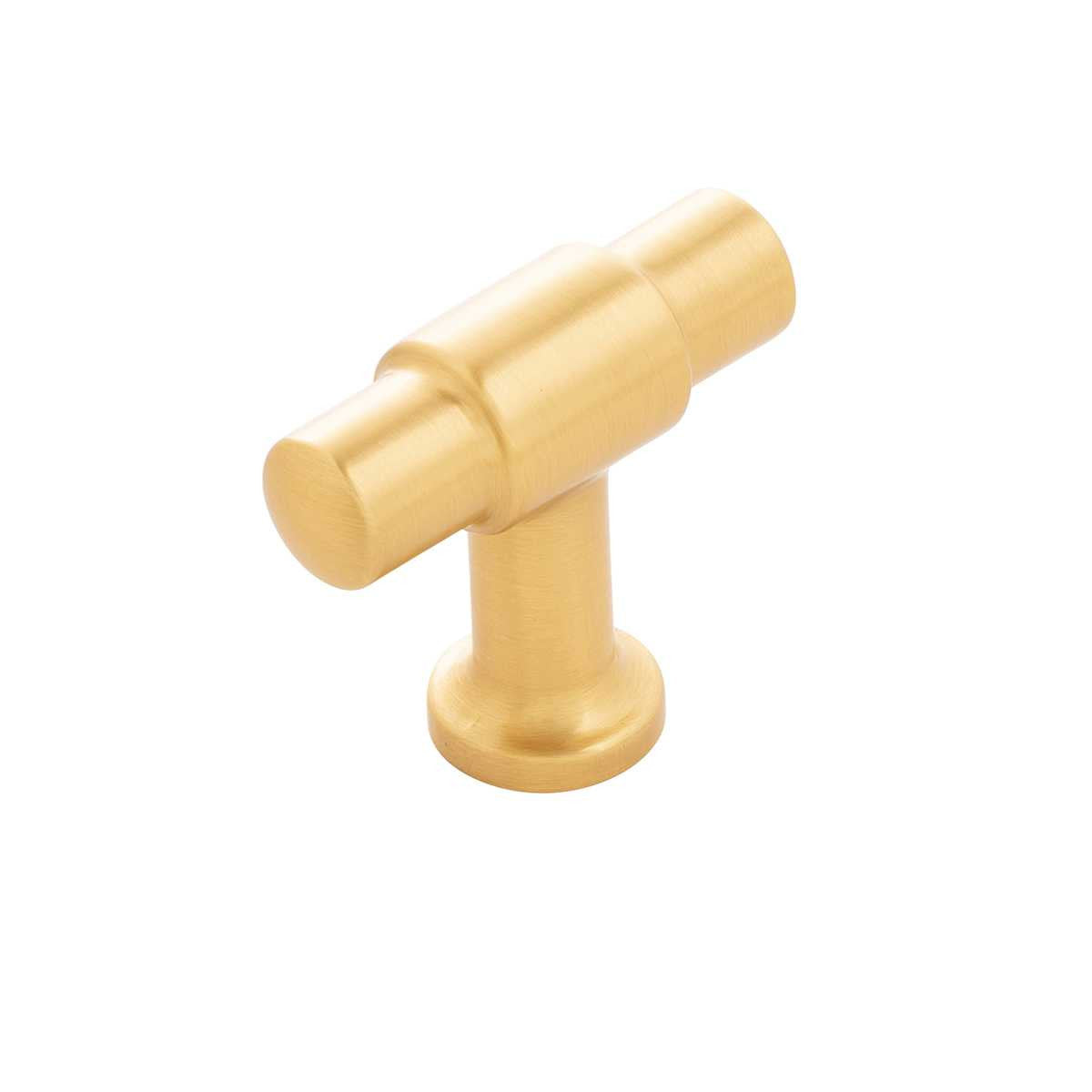 Main View of a Brushed Golden Brass 1-5/8" Knob Bar Cabinet Pull from Hickory Hardware's Piper Collection H077850-BGB