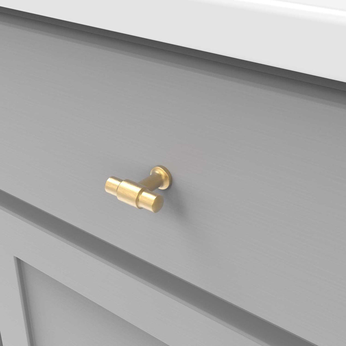 Drawer View of a Brushed Golden Brass 1-5/8" Knob Bar Cabinet Pull from Hickory Hardware's Piper Collection H077850-BGB