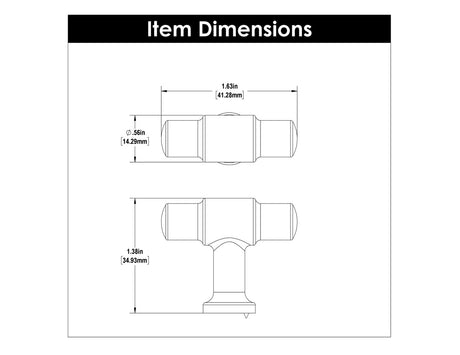 Dimensions of a Matte Black 1-5/8" Knob Cabinet Pull from Hickory Hardware's Piper Collection H077850-MB