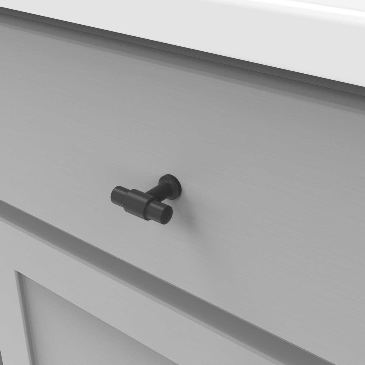 Drawer View of a Matte Black 1-5/8" Knob Cabinet Pull from Hickory Hardware's Piper Collection H077850-MB