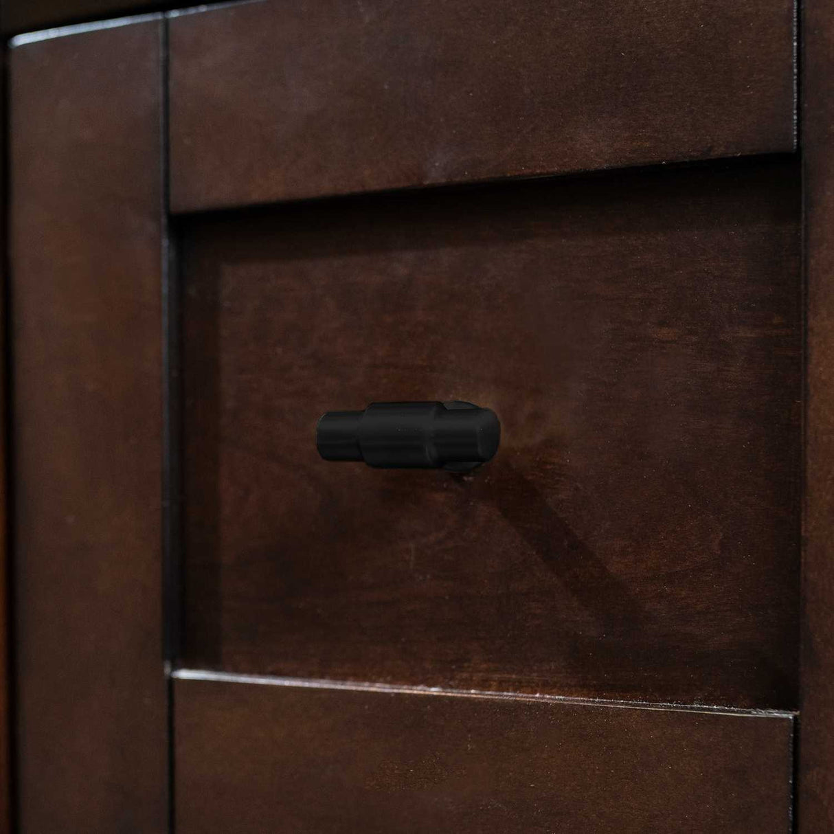 Drawer View of a Matte Black 1-5/8" Knob Cabinet Pull from Hickory Hardware's Piper Collection H077850-MB