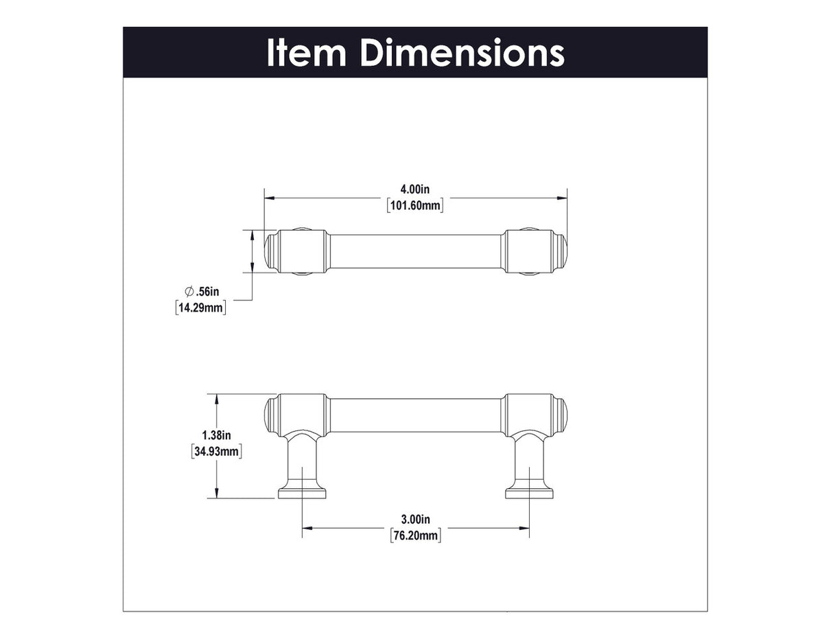 HICKORY Piper 3" Center to Center Handle Cabinet Pull - Brushed Golden Brass H077851-BGB