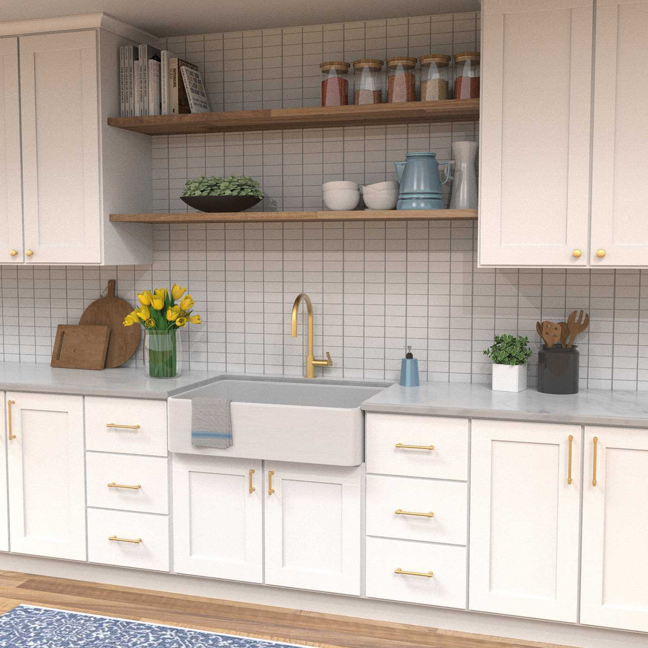 HICKORY Piper Collection Display Brushed Golden Brass