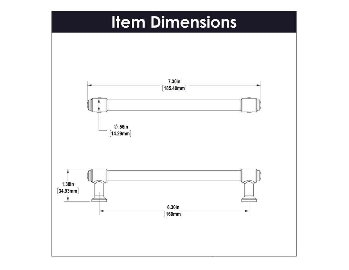 HICKORY Piper 6-1/4" Center to Center Handle Cabinet Pull - Matte Black H077854-MB