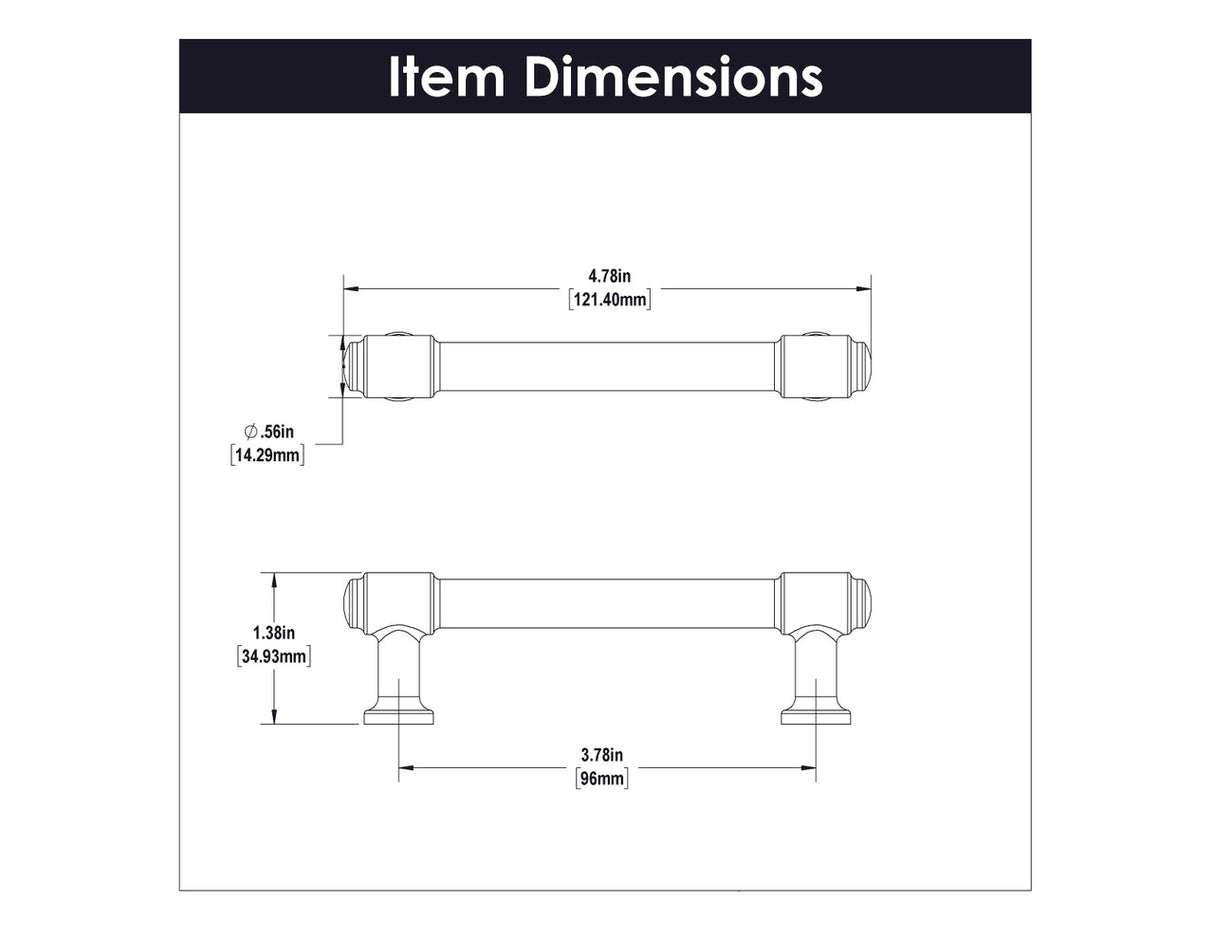 Hickory Piper 3-3/4" Center to Center Handle Cabinet Pull - Satin Nickel H077852-SN