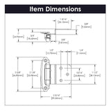 Dimensions of a Polished Brass Self Closing Face Mount 3/8" Inset Cabinet Hinge from Hickory Hardware Part Number P143-3