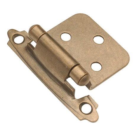 Antique Brass Self Closing Face Mount Variable Overlay Cabinet Hinge from Hickory Hardware Part Number P144-AB