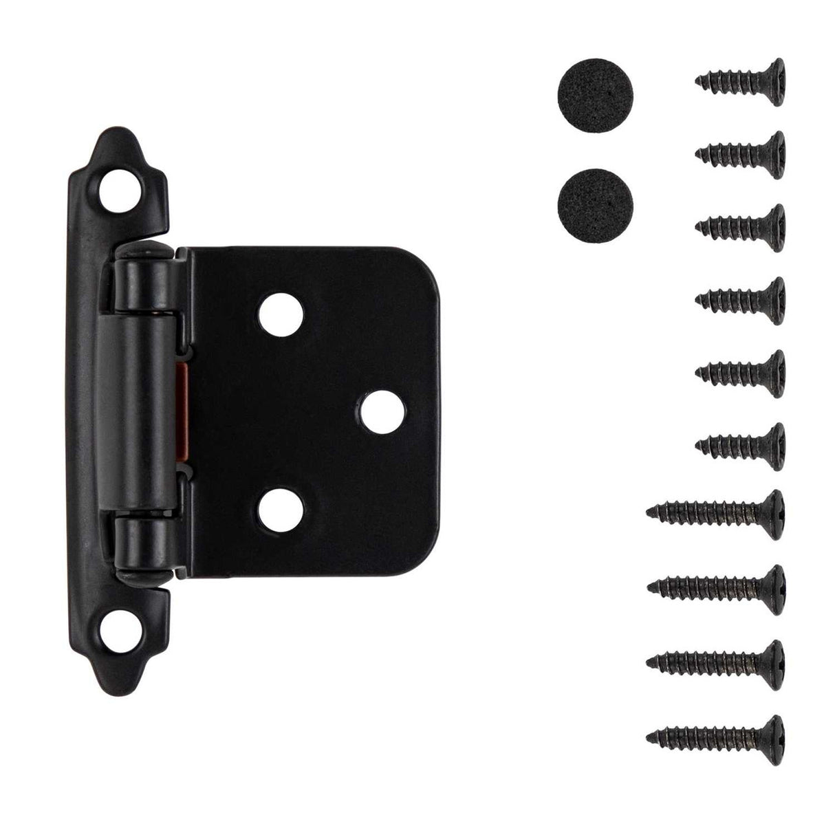 Black Self Closing Face Mount Variable Overlay Cabinet Hinge from Hickory Hardware Part Number P144-BL