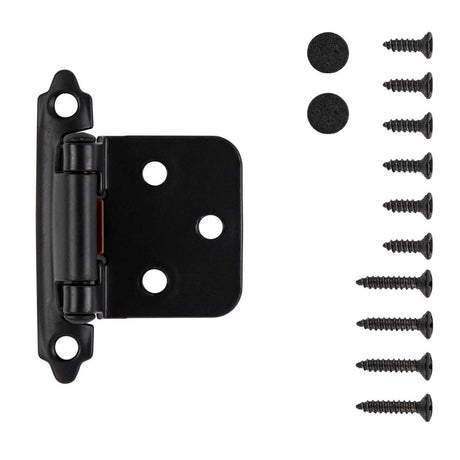 Black Self Closing Face Mount Variable Overlay Cabinet Hinge from Hickory Hardware Part Number P144-BL