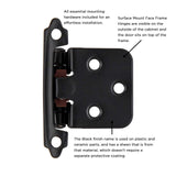 Black Self Closing Face Mount Variable Overlay Cabinet Hinge from Hickory Hardware Part Number P144-BL