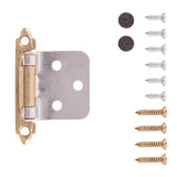Brass and Chrome Self Closing Face Mount Variable Overlay Cabinet Hinge from Hickory Hardware Part Number P144-PBCH