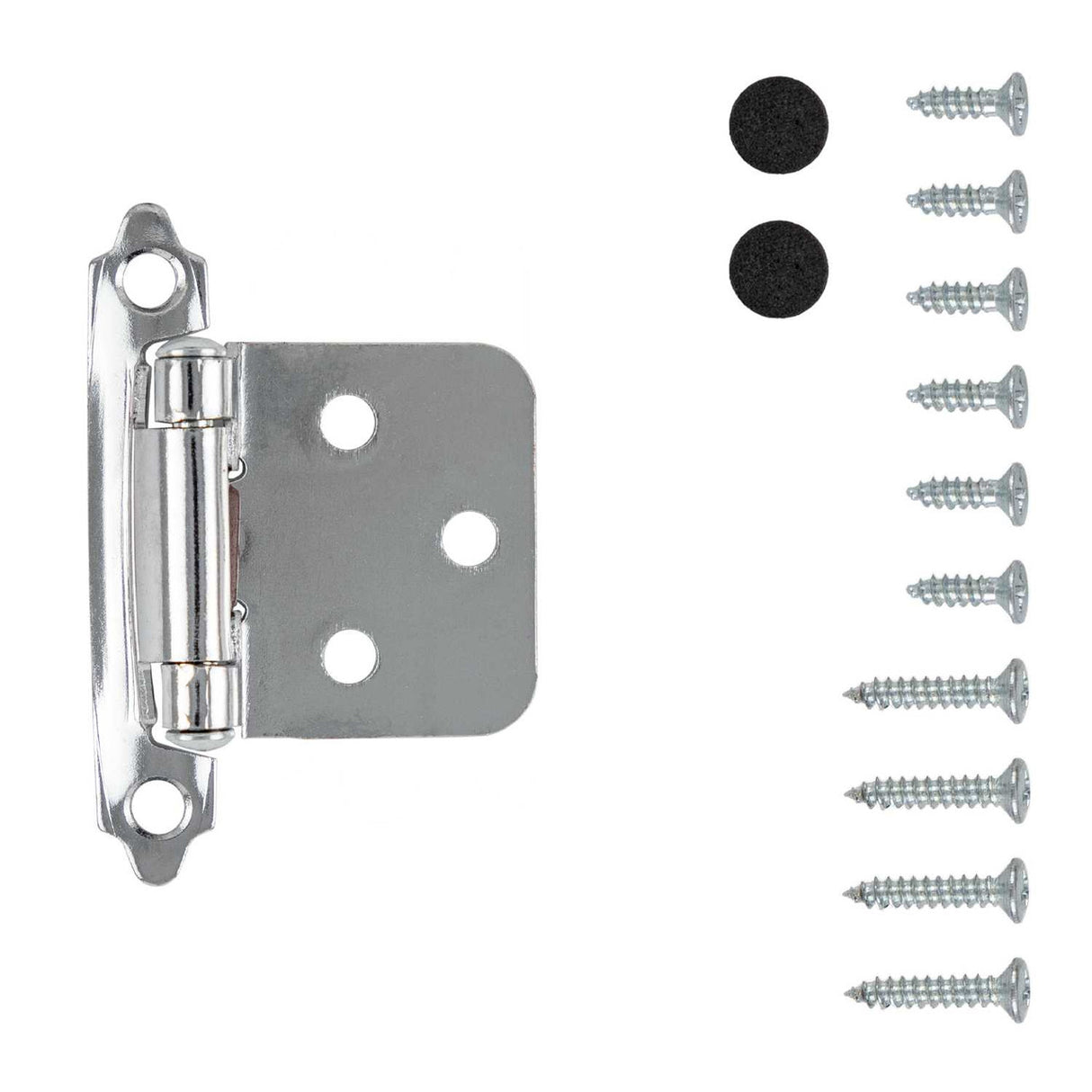 Polished Chrome Self Closing Face Mount Variable Overlay Cabinet Hinge from Hickory Hardware Part Number P144-26