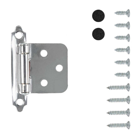 Polished Chrome Self Closing Face Mount Variable Overlay Cabinet Hinge from Hickory Hardware Part Number P144-26