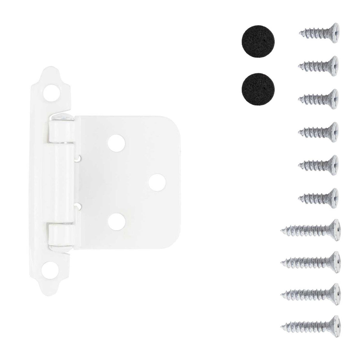 White Self Closing Face Mount Variable Overlay Cabinet Hinge from Hickory Hardware Part Number P144-W