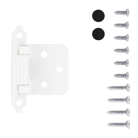 White Self Closing Face Mount Variable Overlay Cabinet Hinge from Hickory Hardware Part Number P144-W