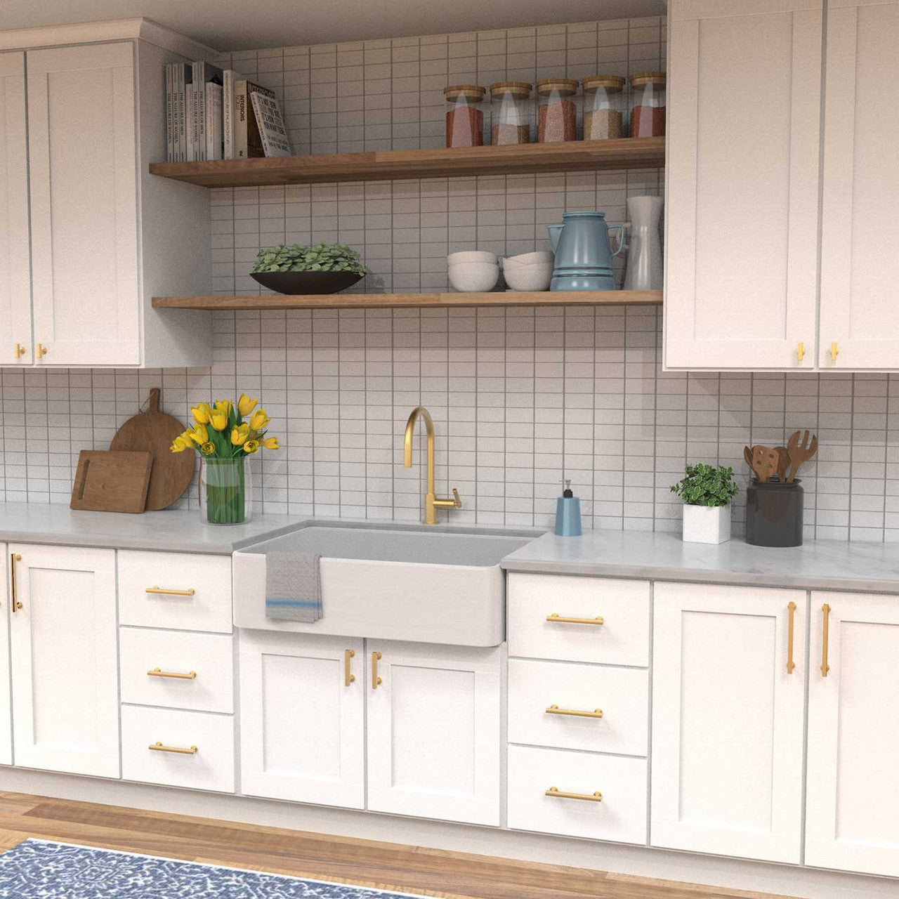 HICKORY Woodward Kitchen Display Brushed Golden Brass