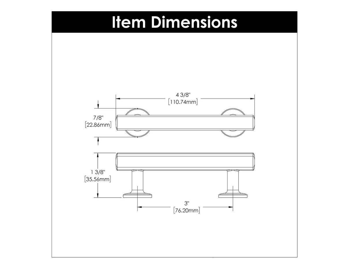 HICKORY Woodward 3-3/4" Center to Center Handle Cabinet Pull - Chrome H077881-CH