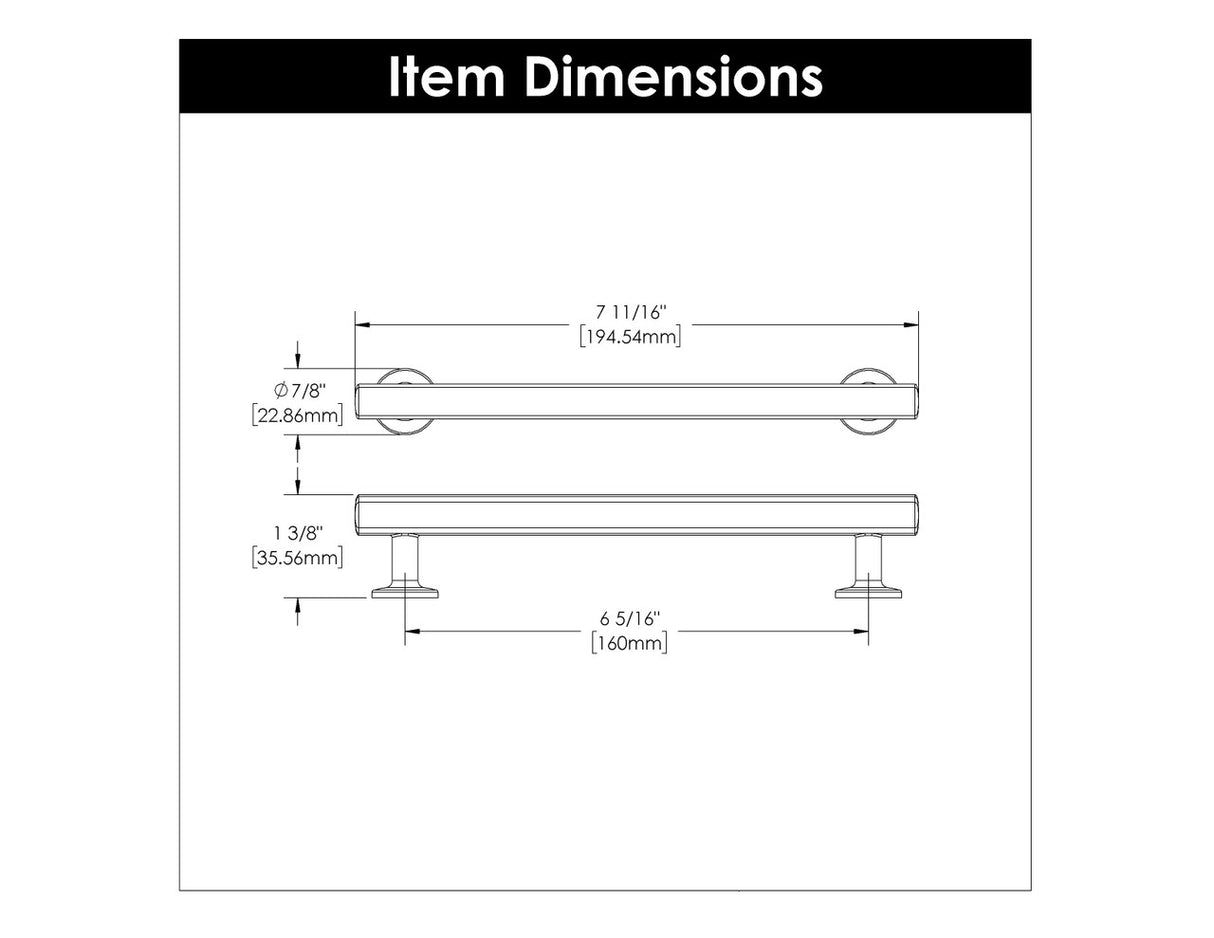 HICKORY Woodward 6-5/16" Center to Center Handle Cabinet Pull - Matte Black H077883-MB