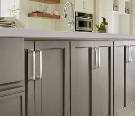 Amerock Ville 160mm Handle Satin Nickel on Cabinet