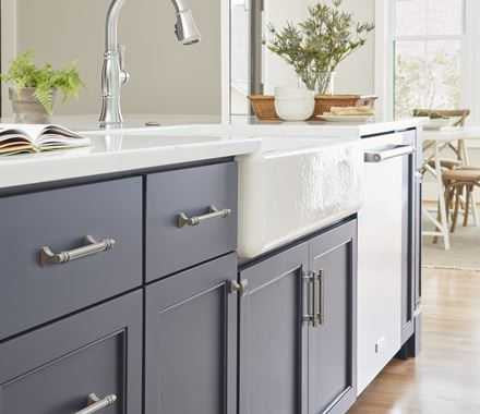 Amerock Davenport 96mm Handle Satin Nickel on Cabinet