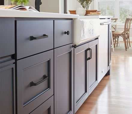 Amerock Ville 96mm Handle Matte Black on Cabinet