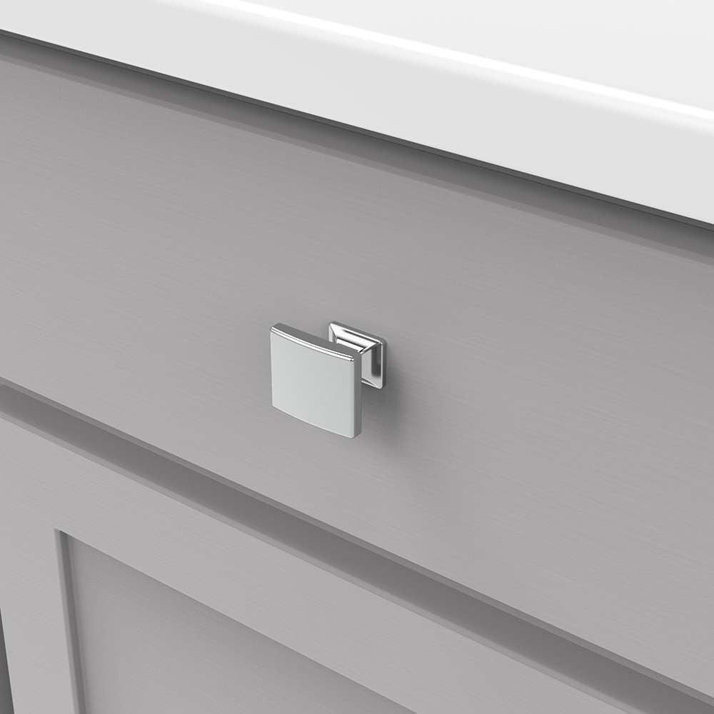 HICKORY Forge 1-3/8" Length Rectangle Cabinet Knob in Chrome H076699-CH Mounted